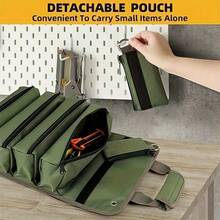 1 Heavy-Duty Hardware Roll-Up Tool Bag, Durable Tool Storage Bag, Roll Style Tool Pouch - Portable Storage, Hand Roll-Up Design With Multiple Compartments, Adjustable Shoulder Strap, Wear-Resistant Fabric, Zipper Closure. - Multicolor [Upgraded Material] - View 4