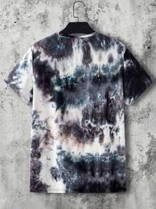 Mainfolk Men Tie Dye Cartoon Face Print Short Sleeve Tee, For Going Out, For Friends, Vacation, Father's Day Gifts, Football - Multicolor - View 2