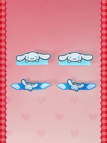 HELLO KITTY AND FRIENDS | SHEIN 4Pcs Cute Blue Wings Cartoon Anime Decorative Hairpin Use Daily Cos - Multicolor - View 2