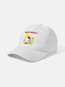 HELLO KITTY AND FRIENDS | SHEIN 1 قطعة قبعة بيسبول نسائية لطيفة بتصميم موديل رياضي كاجوال، تصميم IP Joint، مناسبة للاستخدام اليومي والكاجوال - أبيض - مشاهدة 3