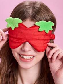 Strawberry Shortcake X SHEIN 1 Blackout Sleep Blindfold. Effectively Block Light. Made Of Soft And Comfortable Suede Fabric. - Red - View 8