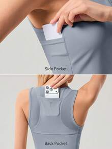 OutZeal Mesh Patchwork Multi-Pocket Design Sports Bra - Blue - View 4