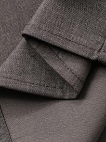 Dazy Plus Autumn/Winter V-Neck Casual Commute Pullover Top & Wide Leg Pants 2 Pieces Set - Grey - View 5