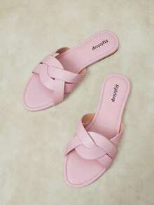 Styleloop Ladies Cross Slippers, Holiday Style Fresh Leisure Comfortable Beach Sandals - Pink 01 - View 5