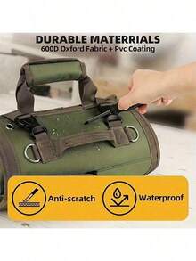 1 Heavy-Duty Hardware Roll-Up Tool Bag, Durable Tool Storage Bag, Roll Style Tool Pouch - Portable Storage, Hand Roll-Up Design With Multiple Compartments, Adjustable Shoulder Strap, Wear-Resistant Fabric, Zipper Closure. - Multicolor [Upgraded Material] - View 2