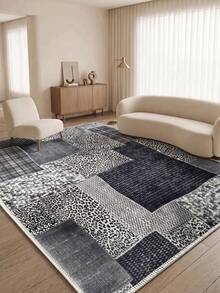 Digital Print Non-Slip Washable Runner Rug/Area Rug, Living Room Rug, Modern Design, Modern, Scandinavian, Bohemian And Classic Style, 100% Polyester, Made In Turkey - Dark Grey - View 4