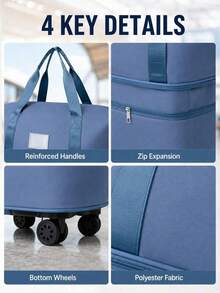 Large Wheeled Travel Luggage Bag, Expandable And Foldable, Detachable Wheels, Carry-On Travel Bag - A - View 9