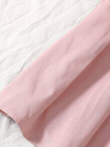 SHEIN 青少年女孩粉色極簡風百褶休閒長裙 - 粉色 - 查看 3