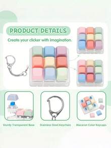 1 Buah Mainan Pereda Stres Keyboard 9-in-1, Gantungan Kunci Fidget Clicker dengan Tombol Tekan, Mainan Jari Sensorik Pereda Kecemasan untuk Kantor, Sekolah, Rumah, Gadget Dekompresi Portabel dalam Warna Macaron Morandi, Hadiah yang Bagus - MultiWarna - View 6