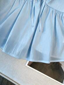 Franclia Women's Solid Color Pleated Casual Versatile Daily Wear Top - Baby Blue - View 3