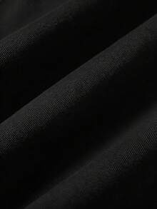 SHEIN 青少年女孩編織純色貼袋短版寬鬆休閒連帽外套 - 黑色 - 查看 5