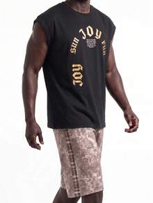 Rest Era Men's Letter Print Tank Top And Shorts Loungewear Set - Multicolor - View 1