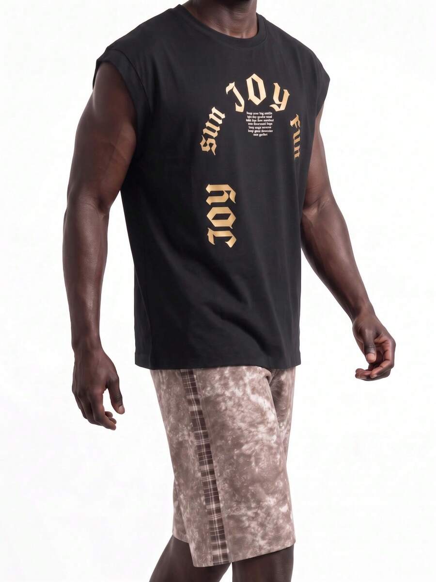 Rest Era Men's Letter Print Tank Top And Shorts Loungewear Set - Multicolor - View 1