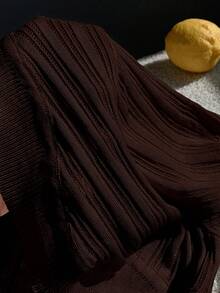 SHEIN EZwear 女款素色休閒百搭日常開襟衫 - 咖啡棕 - 查看 5