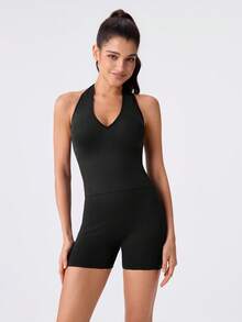 Loungeista Women's Seamless Abdomen Control Waist Cincher With Hip Lifting Shapewear Bodysuit Set - Black - View 3