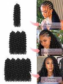 Boho Braids Miracle Knot 100% Remy 真人发丝，羽毛线钩编发，沙龙级丝滑无缝隐形自然黑色 Miracle Knots 羽毛钩编真人发，适合发量较少的女性，微型预环钩编真人发水波纹接发 - Natural Black - 查看 5