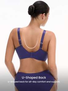 LUVLETTE Plus Curvy Lingerie  Unlined Full Coverage Side Support Mesh Sheer Airy Basic Breezy Comfort Minimizer Bra - Dark Grey - View 4