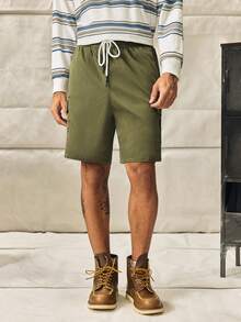Norleigh Men's Plain Casual Color Drawstring Waist Streetwear Cargo Shorts - Army Green - View 3