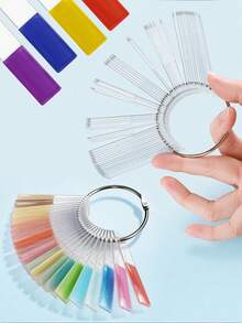 150/200Pcs Clear Rectangular Fan-Shaped Nail Art Sticks, Acrylic Nail Polish Color Chart Display Board With Metal Ring, Manicure Sample Practice Tool For Salon & Home DIY - Clear - View 7