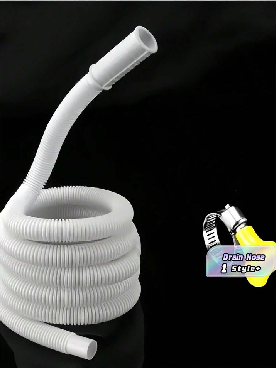1pc Multi-Purpose Hose Kit, Air Conditioner Drain Pipe, Washing Machine Inlet Hose, Garden Watering Hose With Clamps, Durable Flexible PVC Tubing, Ideal For Home, Garden, Laundry, And HVAC Use - White - View 1