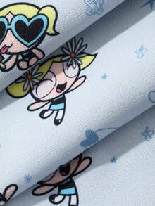 THE POWERPUFF GIRLS X DAZY Setelan Santai 2 Potong untuk Anak Perempuan, Atasan Lengan Panjang Longgar Motif Kartun + Celana Panjang Lurus, Musim Gugur - Baby Blue - View 7