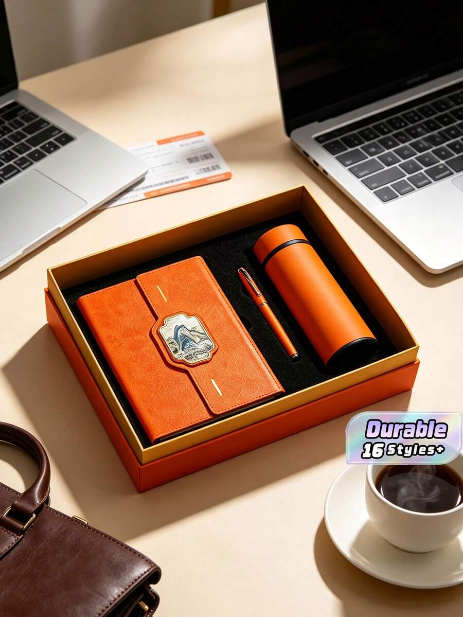 Qianli Jiangshan Three Fold Notebook, Suitable For Office Meeting Recording, Student Note Taking, Chinese Style Notebook And Notebook Set - multicolor - View 1