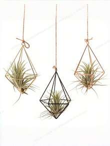 1PC Lightweight Durable Rustproof Iron Triangular Geometric Cube Hanging Planter With Rope For Indoor Outdoor Home Garden Office Balcony Study Living Room Valentine Wedding Holiday Party Decor Modern Farmhouse Style Wall Hanging Gift - Multicolor - View 6
