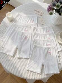 SHEIN Tween Girl Tween Girl Multi-Pack Solid Color Knit Cycling Leggings - White - View 1