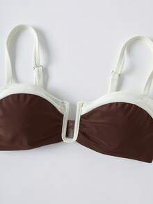 Travachic Conjunto de traje de baño con bloques de color y patchwork para mujer - Marrón - Ver 5