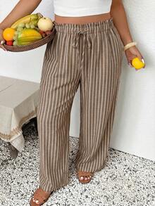 SHEIN Frenchy Pantalones Extra Grande - Caqui - Ver 1