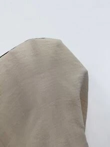 Fine & Folde Rok Wanita Musim Semi/Panas Bertekstur Linen Imitasi dengan Leher V dan Tali Pita, Set 2 Potong Kasual untuk Beraktivitas di Luar Rumah dengan Warna Kontras - Krem - View 8
