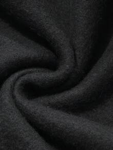 DAZY Autumn/Winter Thermal Lined Dark Gray & White Letter Print Loose Fit Cropped Hoodie For Men - Dark Grey - View 9