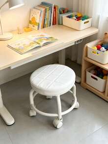 1pc Universal Caster Wheel Small Stool, Home Use Small Bench, Rolling Low Stool, Space-Saving For Rental Apartments, Popular Round Stool - Multicolor - View 7