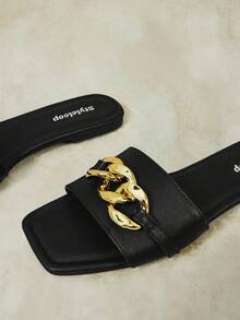 Styleloop Señoras, Uñas de Sauce, Hebillas, Zapatos Planos. - Negro - Ver 4