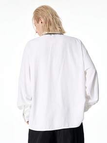 ROMWE MEN Men's Single-Breasted Casual Versatile Daily Long Sleeve Shirt - White - View 3