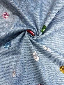 EMERY ROSE Kaos Wanita Lengan Pendek Kerah Bulat Motif Berlian Imitasi Warna-warni, Cocok untuk Belanja Sehari-hari dan Kencan dengan Sahabat, Potongan Slim Fit untuk Gaya Kasual Musim Panas - MultiWarna - View 4
