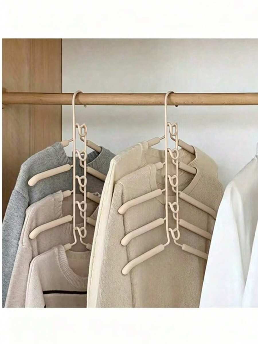 5-Tier Clothes Hanger Maximizes Your Closet Space With This Multilayer Folding Clothes Rack! Multifunctional Hanger, 5-Layer Metal Sponge Clothes Rack, Detachable, High-End Magic Non-Slip Multifunctional Storage Organizer Clothes Rack - Black - View 1