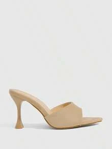 CUCCOO SZL Women's Shiny Pointed Toe Stiletto Mule Sandals, Chic & Sexy Patent Leather Slip-On Sandals For Party, Date, Commute, Summer Outfit Summer Shoes - Suede apricot - View 3