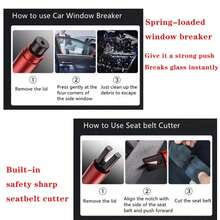 1入迷你汽車安全錘，2合1緊急破窗器與安全帶切割器，多功能車用逃生救援工具 - 多色 - 查看 6