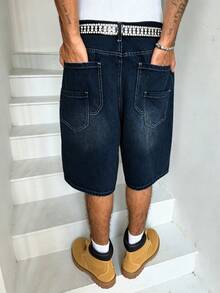 Manfinity Hypemode American Hip-Hop Style Bag-In-Bag Design Unisex Denim Shorts - Blue - View 1