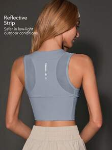 OutZeal Mesh Patchwork Multi-Pocket Design Sports Bra - Blue - View 5