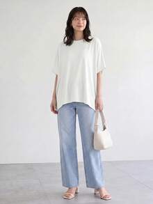 SHEIN LUNE 女款素色休閒百搭日常穿著T恤 - 白色 - 查看 3