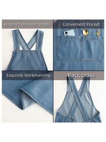 1 Buah Celemek Denim Kokoh Tahan Lama Unisex untuk Barista, Toko Roti, Kedai Teh, dan Pakaian Kerja Lainnya - Gaya tali - View 2