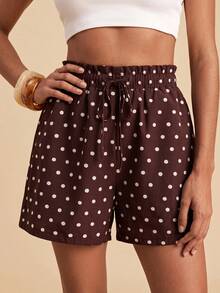 Travachic Plus Size Vintage Traditional Retro Polka Dot Pattern Casual Shorts Suitable For All Seasons Formal Vacation Dark Purple Summer - Multicolor - View 3