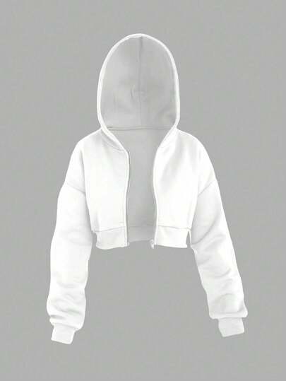 Elenzga Plus Size Women Casual Solid Color Thermal Lined Thick Hooded Sweatshirt Short Waist Cinched