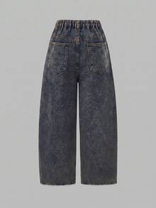 SHEIN ICON Plus Size Women's Button Casual Versatile Daily Wear Jeans - Dark Wash - View 2