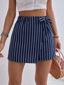 SHEIN Frenchy 女款休閒條紋短褲，條紋短褲，夏季服飾，街頭風，適合日常通勤、約會、派對、秋冬/夏季、派對、婚禮、海灘、畢業典禮、優雅、休閒、外出、Y2K、音樂節穿搭、度假服飾、返校穿搭 - 彩色 - 查看 6