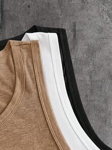 AXEPEAK Casual Men's Solid Color Crew Neck Versatile Tank Top - Multicolor - View 4