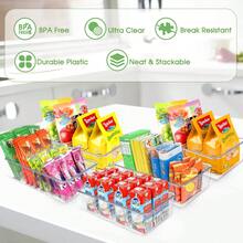 Clear Plastic Storage Bin With 3 Removable Dividers, Stackable Organizer Container For Spices & Condiments, Fridge & Cabinet Storage Organizer, Ideal For Kitchen Pantry Refrigerator Organization - transparent color - View 3