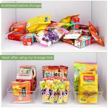 Clear Plastic Storage Bin With 3 Removable Dividers, Stackable Organizer Container For Spices & Condiments, Fridge & Cabinet Storage Organizer, Ideal For Kitchen Pantry Refrigerator Organization - transparent color - View 5